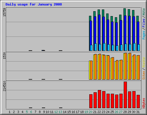 Daily usage for January 2008