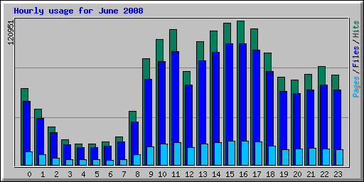 Hourly usage for June 2008