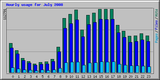 Hourly usage for July 2008