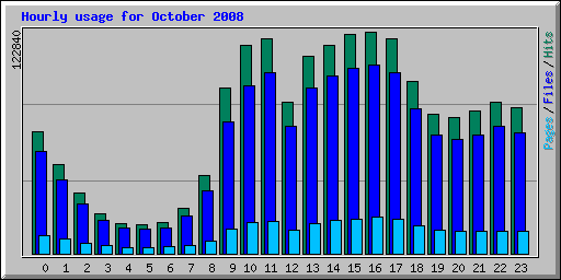Hourly usage for October 2008