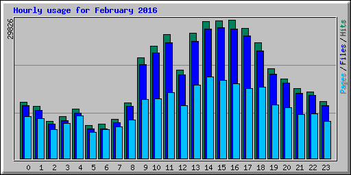 Hourly usage for February 2016